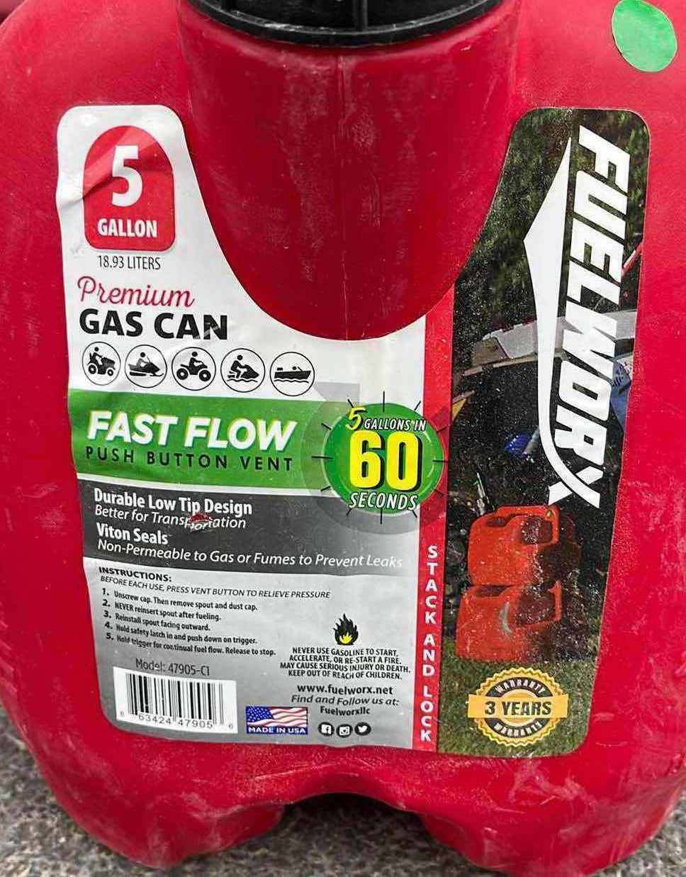 Photo 1 of FUEL WORX 5GAL PREMIUM GAS CAN