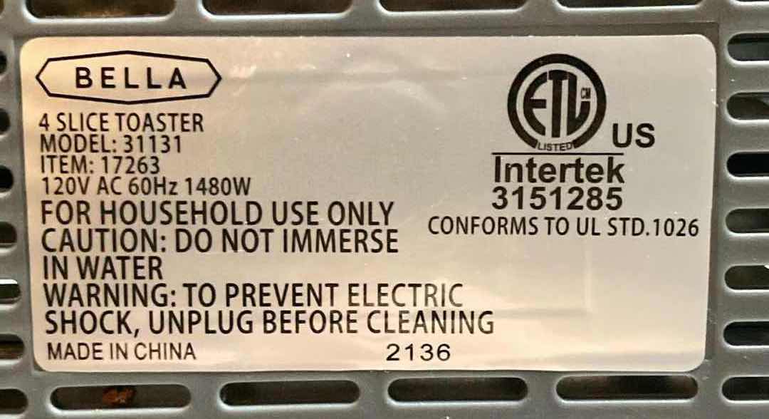 Photo 1 of BELLA STAINLESS STEEL 4-SLICE TOASTER MODEL 31131