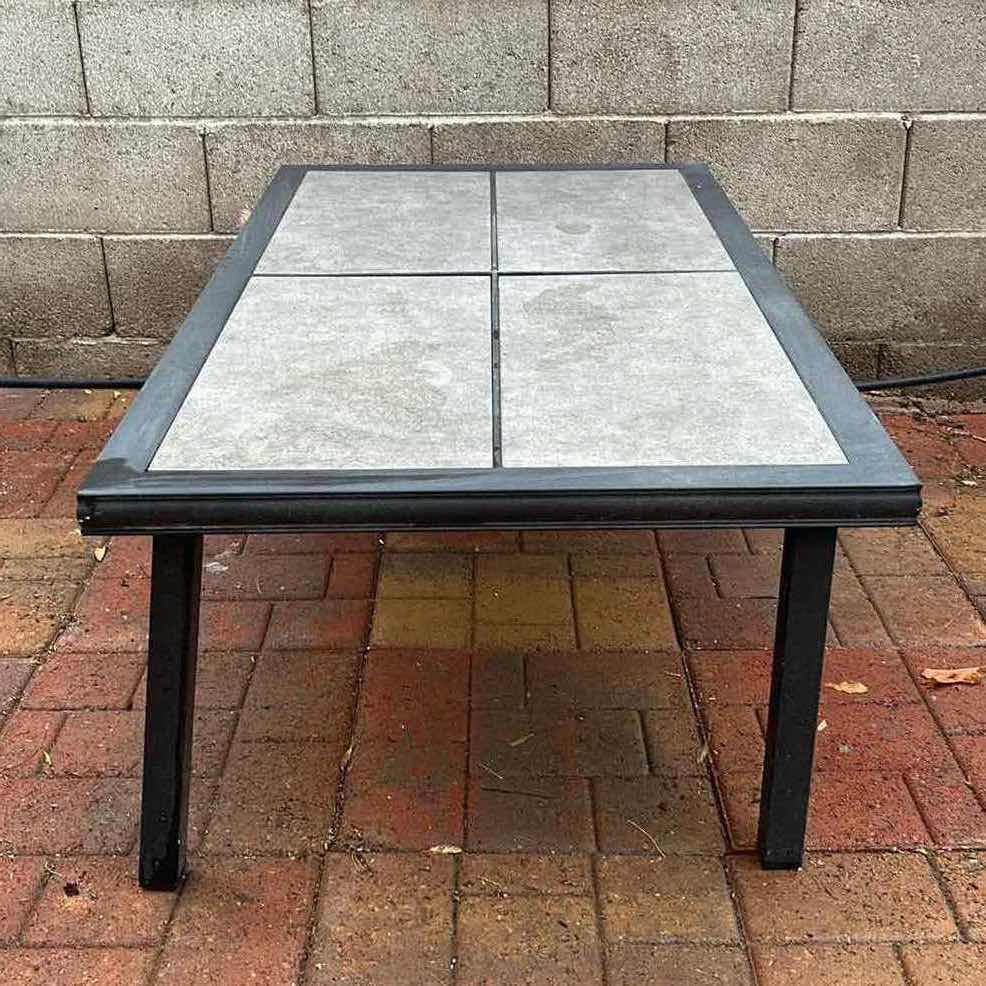 Photo 1 of STONE TILE TOP MATTE BLACK METAL FRAME PATIO COFFEE TABLE 51” X 28” H17”