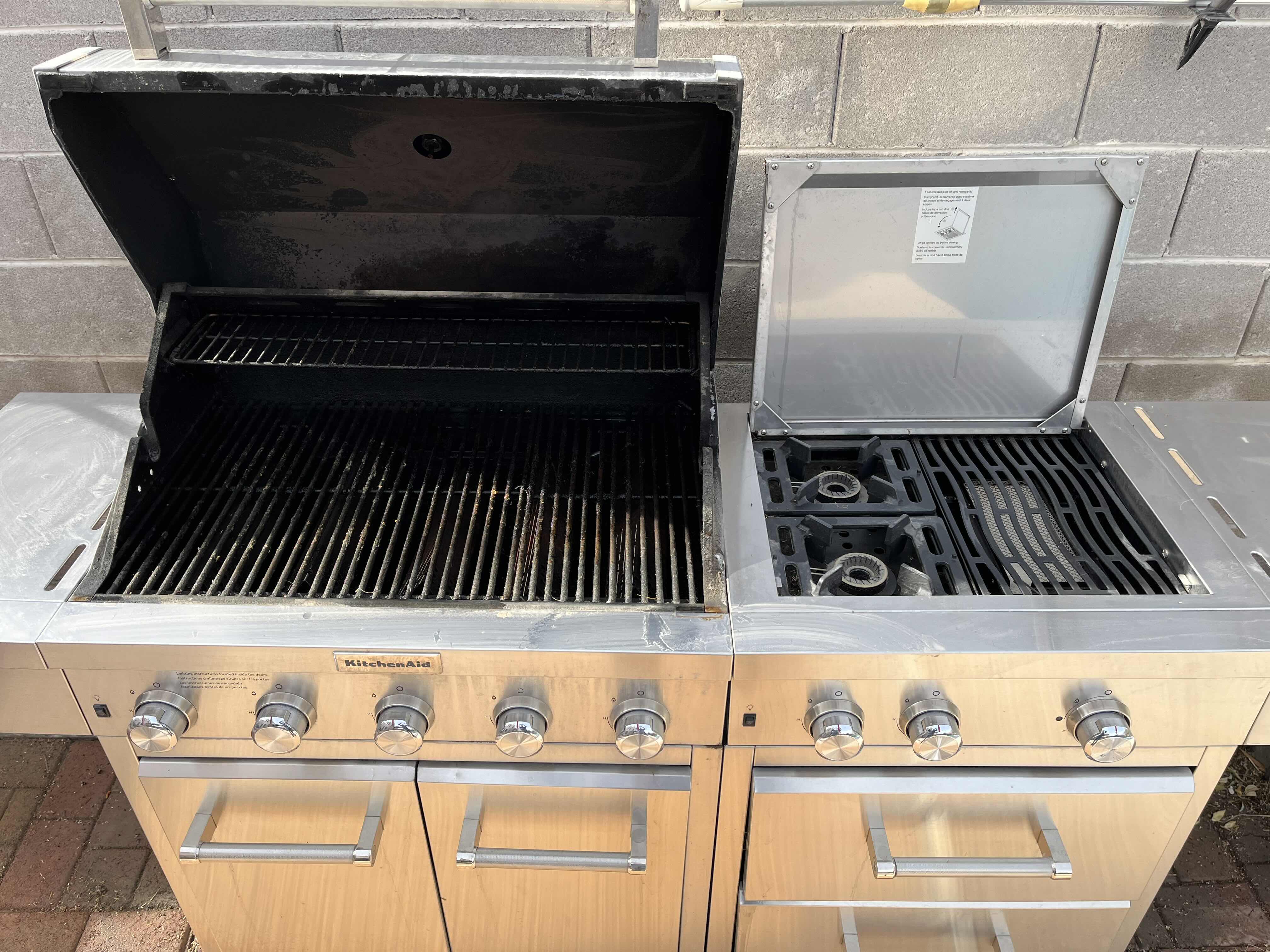 Photo 1 of KITCHEN AID STAINLESS STEEL PROPANE GRILL BBQ W SIDE BURNERS & UTENSILS MODEL 720-0990C