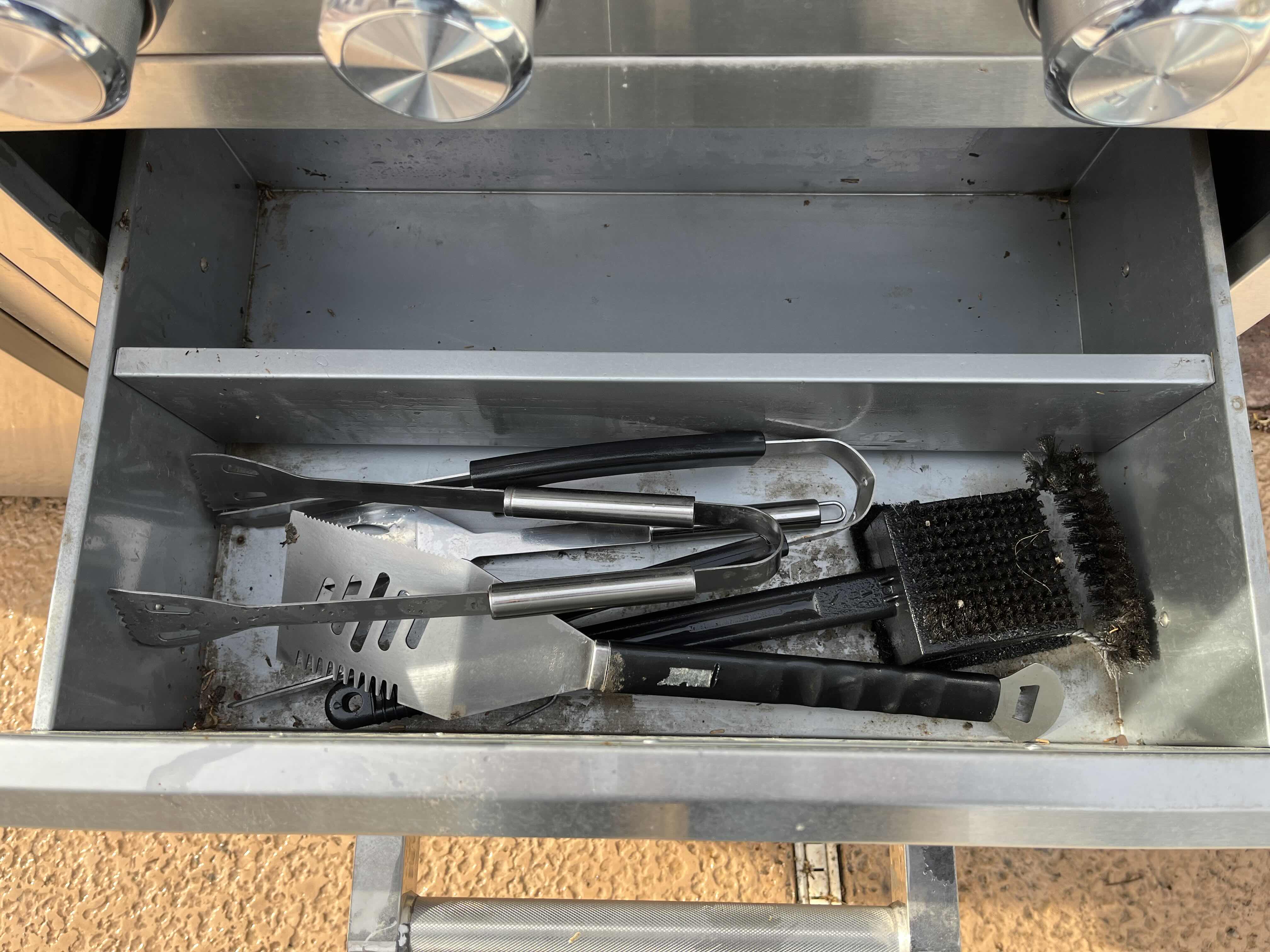 Photo 1 of KITCHEN AID STAINLESS STEEL PROPANE GRILL BBQ W SIDE BURNERS & UTENSILS MODEL 720-0990C