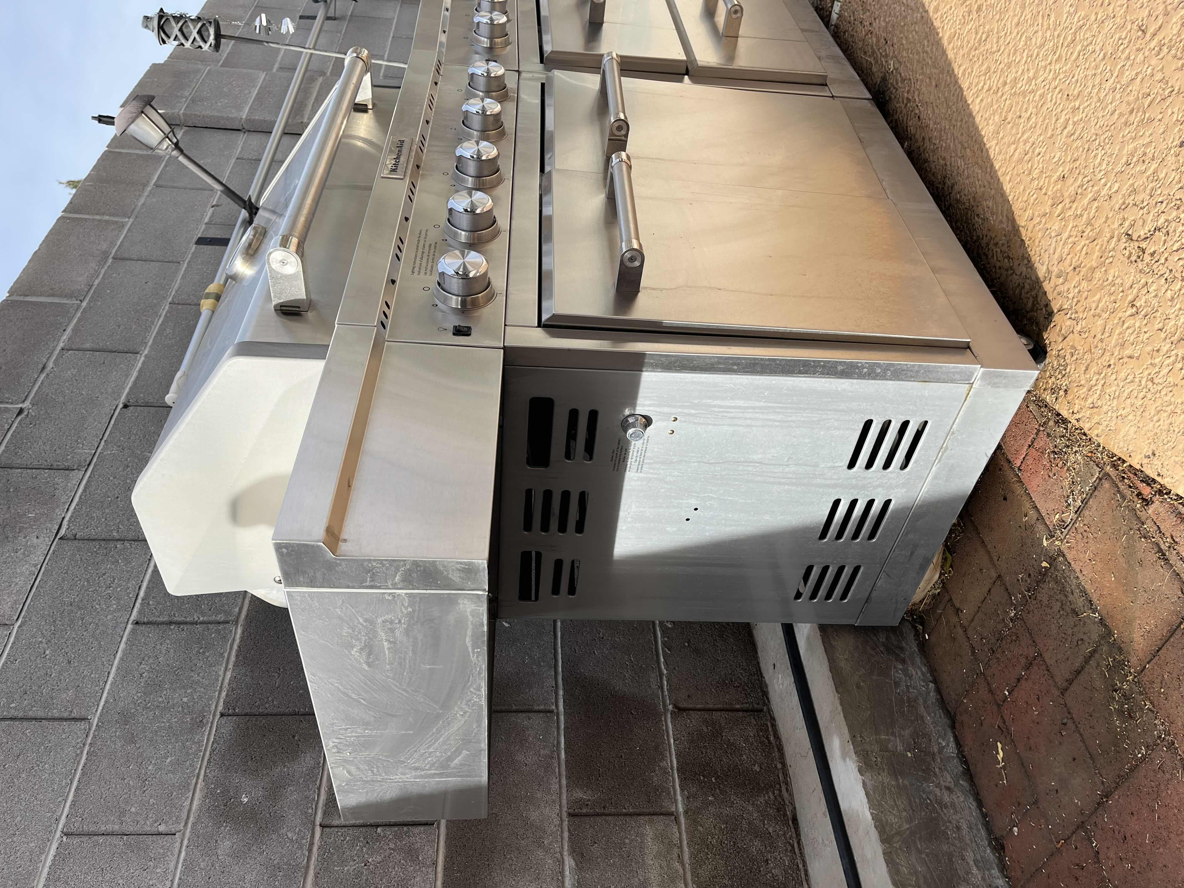 Photo 1 of KITCHEN AID STAINLESS STEEL PROPANE GRILL BBQ W SIDE BURNERS & UTENSILS MODEL 720-0990C