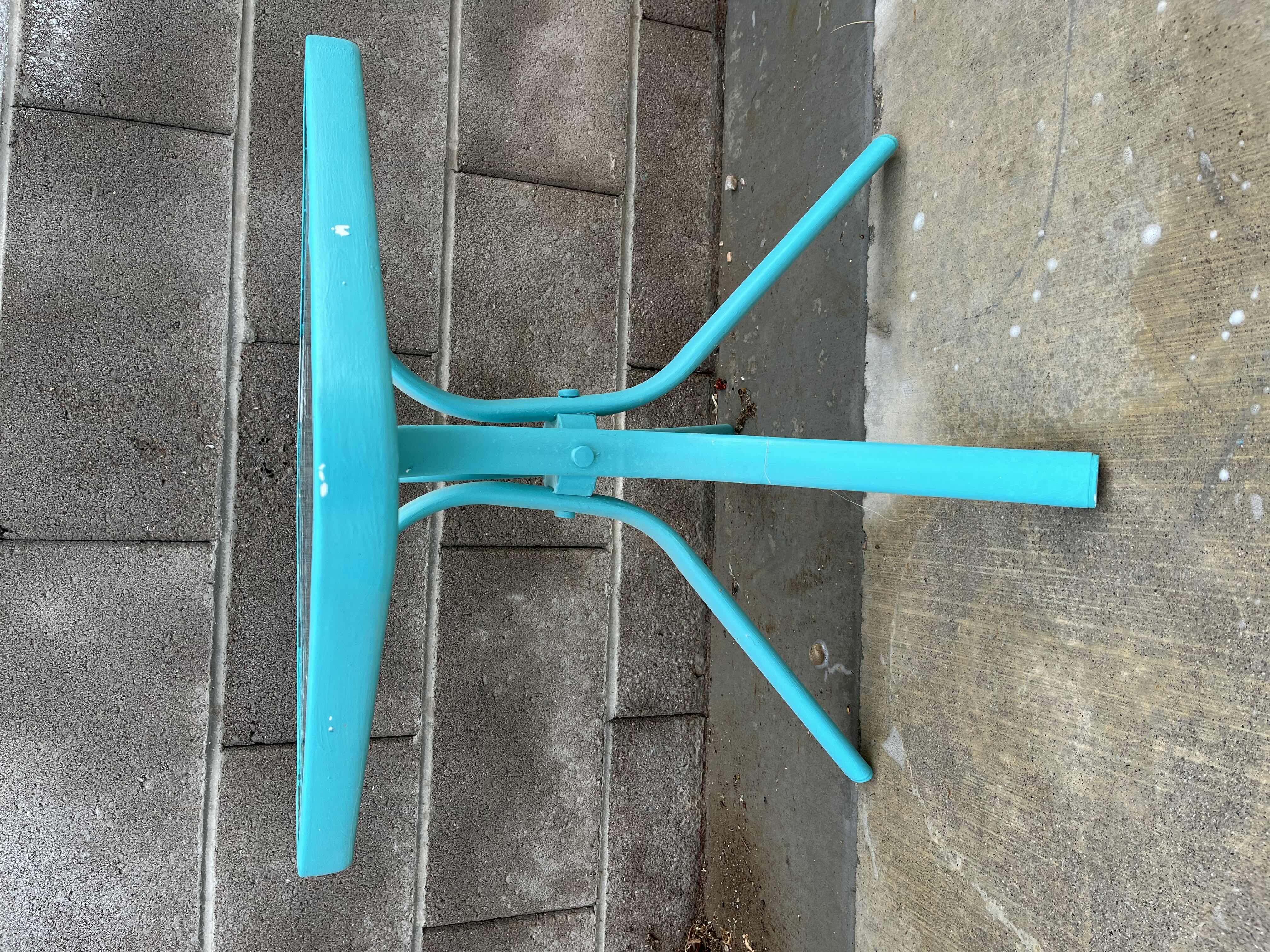 Photo 1 of WROUGHT IRON PATIO CHAIRS (2) 22” X 22” H30” W GLASS TOP SIDE TABLE 18” X 18” H18.75”