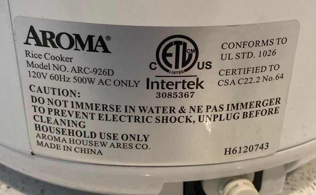 Photo 1 of AROMA 12 CUP NON-STICK DIGITAL RICE COOKER MODEL ARC-926D