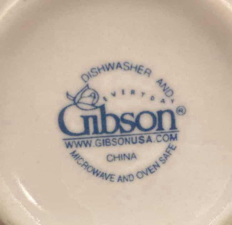 Photo 1 of CONTENTS OF CABINET- GIBSON WHITE CERAMIC CUPS, LARGE BOWL & GRAVY DISH