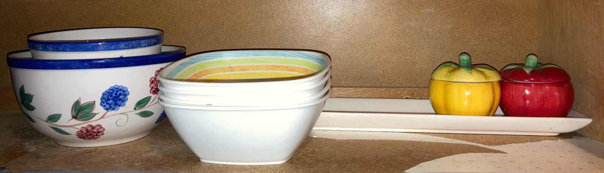 Photo 1 of CONTENTS OF CABINET- CERAMIC & PLASTIC BOWLS VARIOUS SIZES & STYLES