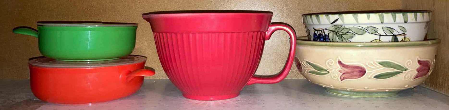 Photo 1 of CONTENTS OF CABINET- CERAMIC & PLASTIC BOWLS VARIOUS SIZES & STYLES