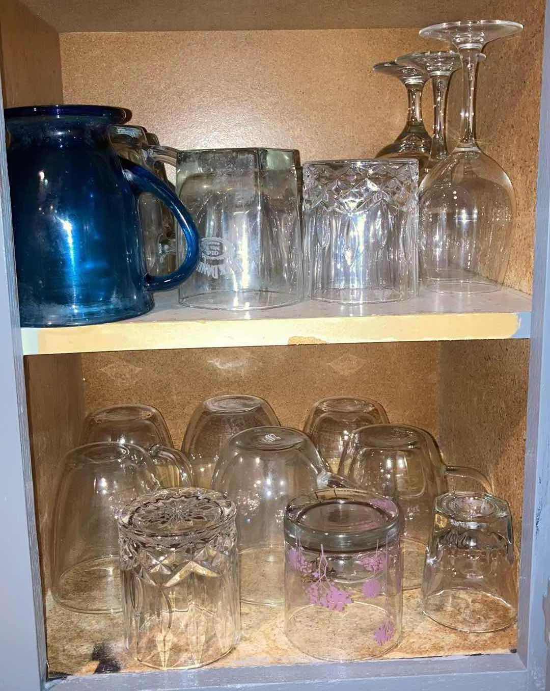 Photo 1 of CONTENTS OF CABINET- GLASS WATER CUPS, WHISKEY CUPS & WINE GLASSES