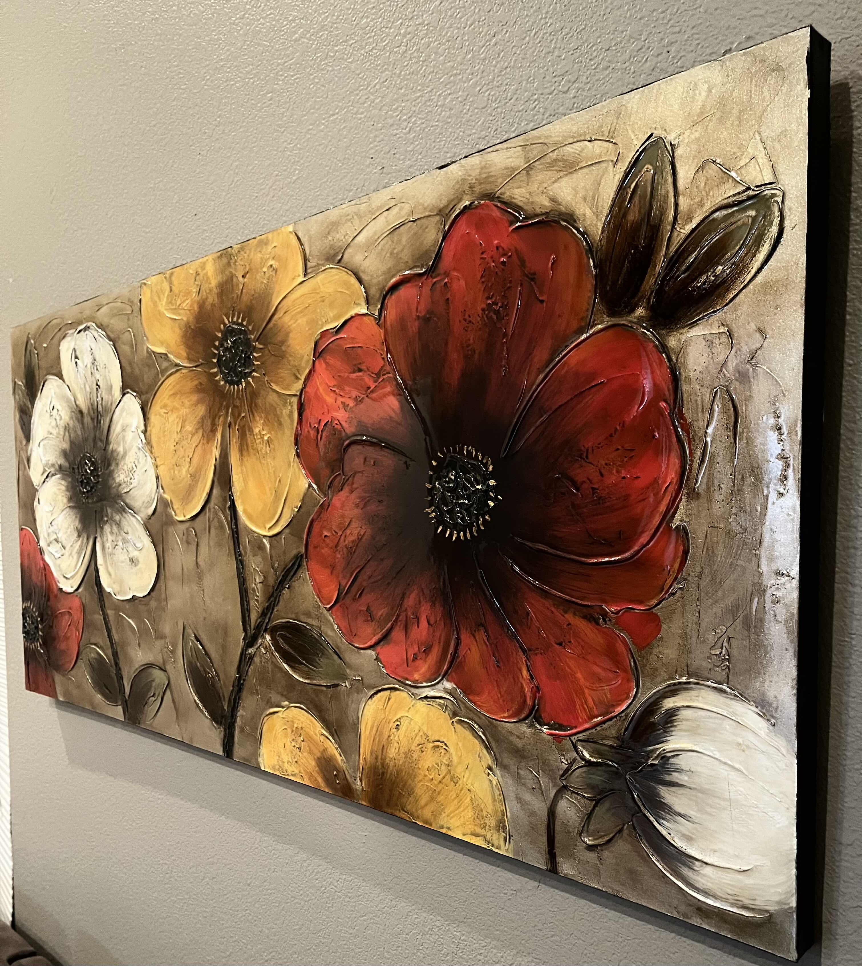 Photo 1 of BED BATH & BEYOND ART FLORAL VINYL CANVAS ARTWORK 59” X 27.6”