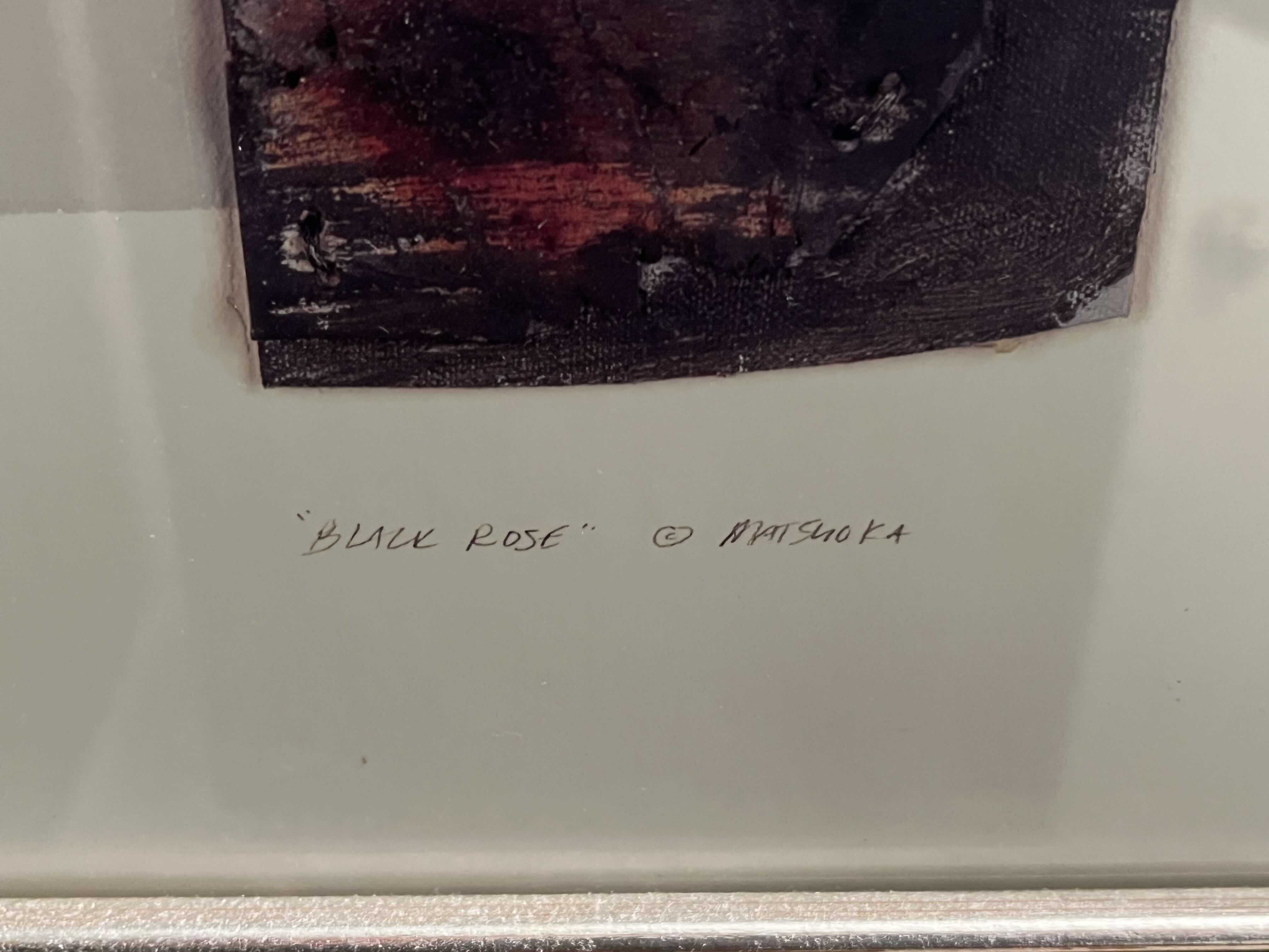 Photo 1 of BLACK ROSE FRAMED ARTWORK SIGNED BY MATSHOKA 22” X 20”