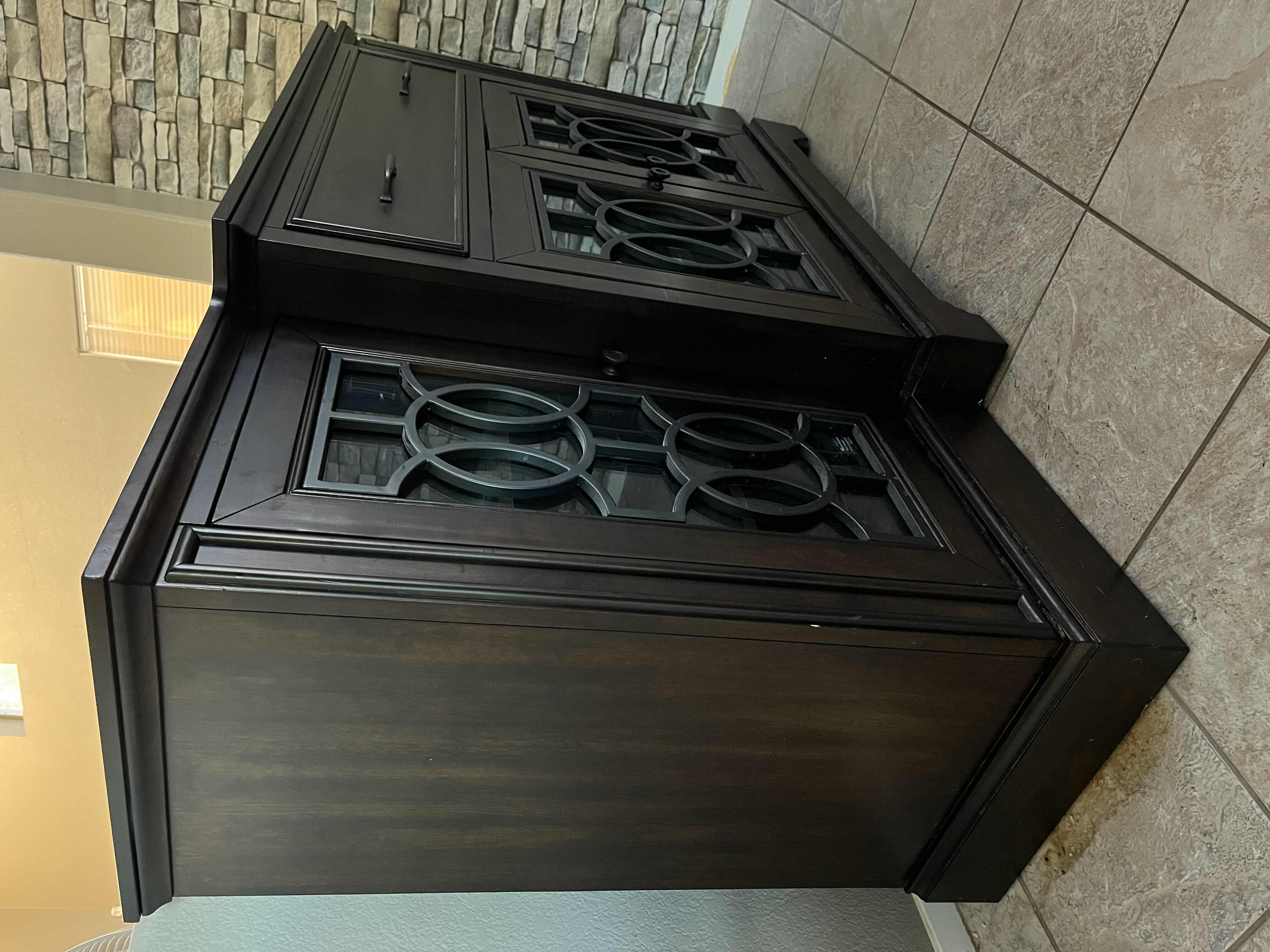 Photo 1 of BAYSIDE FURNISHINGS ASHCROFT DARK MAHOGANY FINISH TV CONSOLE MODEL ASH72YC 72” X 20” H36.5”