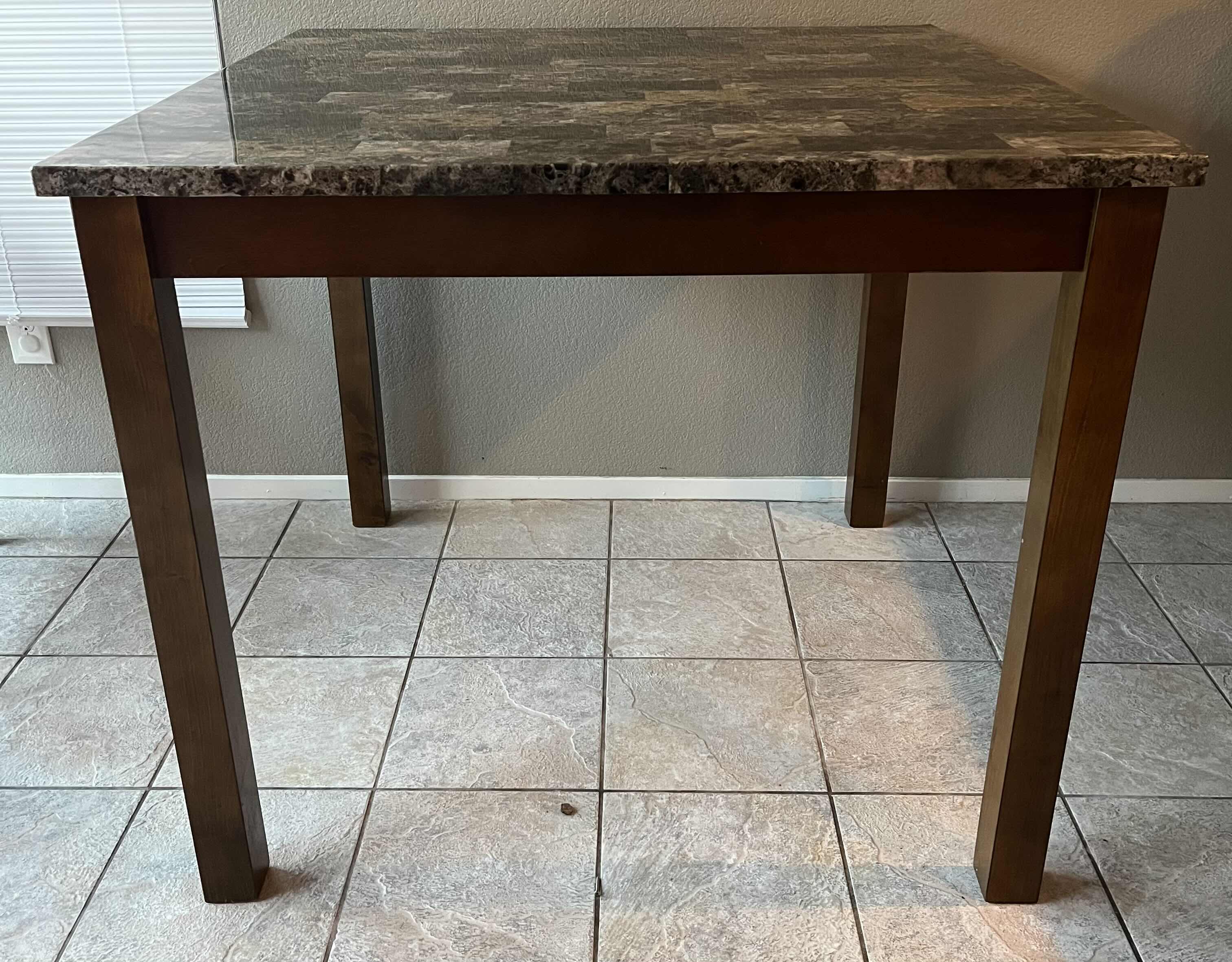 Photo 1 of ANDOVER COUNTER HEIGHT 5-PIECE DINING SET WITH FAUX MARBLE TOP TABLE AND 4 FAUX LEATHER CHAIRS MODEL DA7241