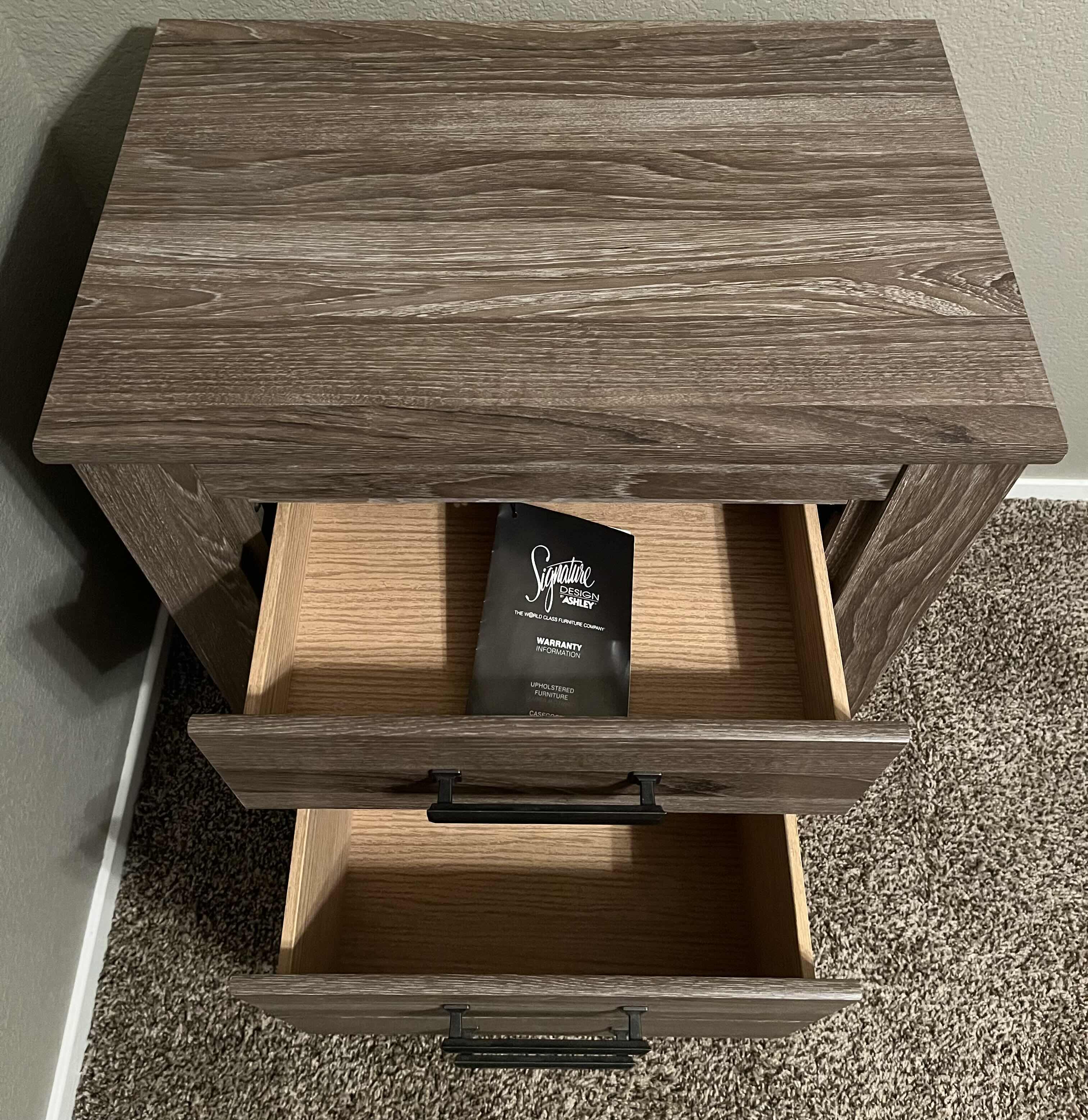 Photo 1 of ASHLEY FURNITURE ZELEN 2 DRAWER NIGHTSTAND 24” X 16.5” H29.5”