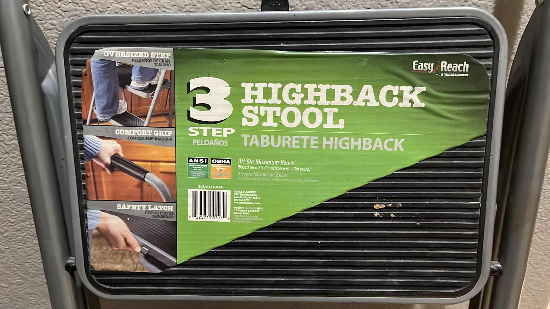 Photo 1 of GORILLA LADDERS 3 STEP HIGHBACK STOOL