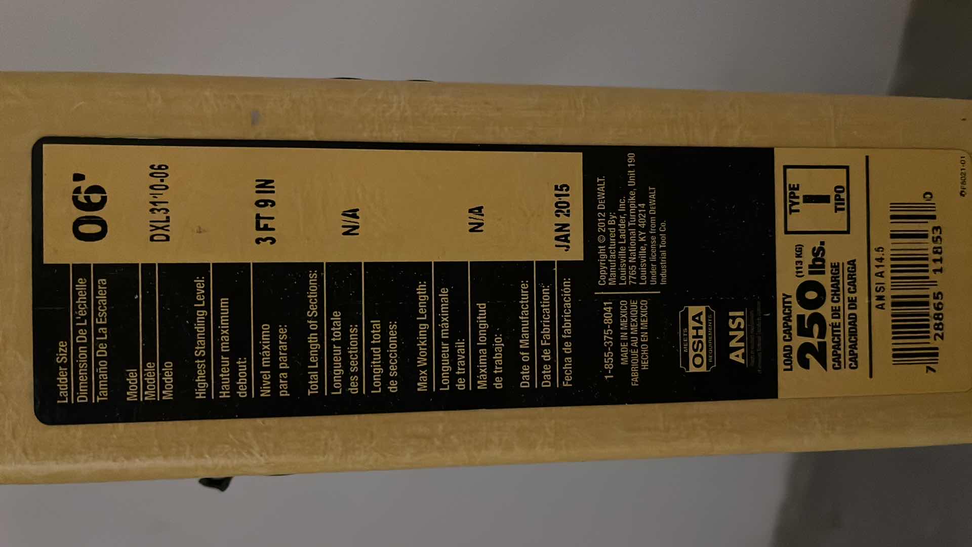Photo 1 of DEWALT 6FT STEP LADDER MODEL DXL310-06