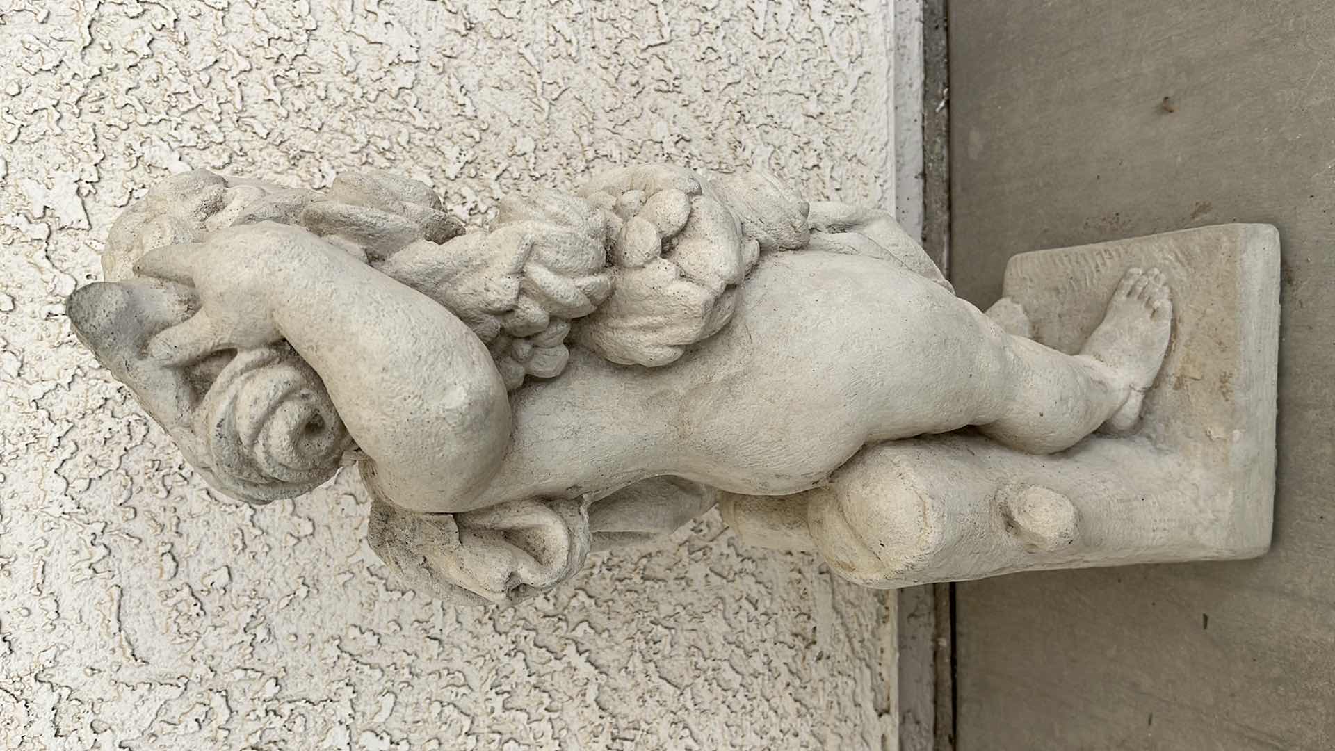 View 4 of GARDEN ANGEL GATHERING FLOWERS CONCRETE STATUE 9” X 10” H24”
