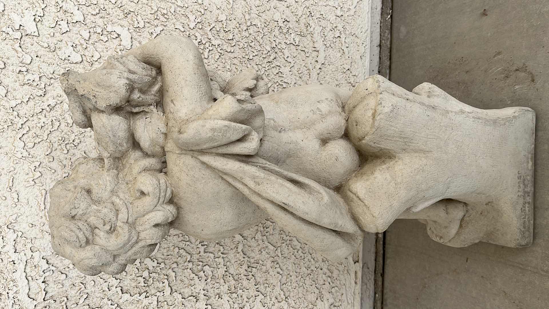 View 5 of GARDEN ANGEL GATHERING FLOWERS CONCRETE STATUE 9” X 10” H24”
