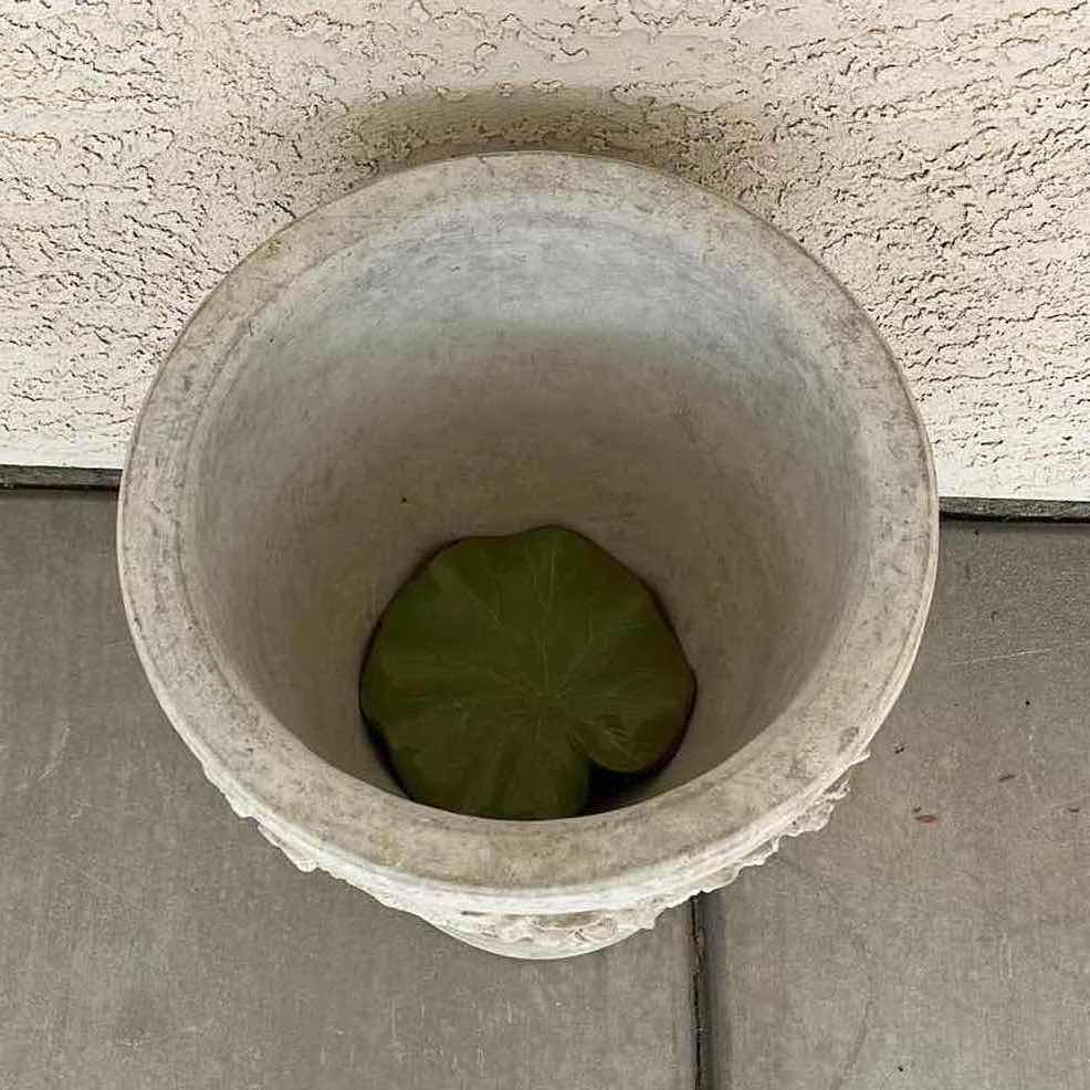 Photo 1 of CLASSICAL FLORAL CAST CONCRETE PLANTER 14” X 18.5”