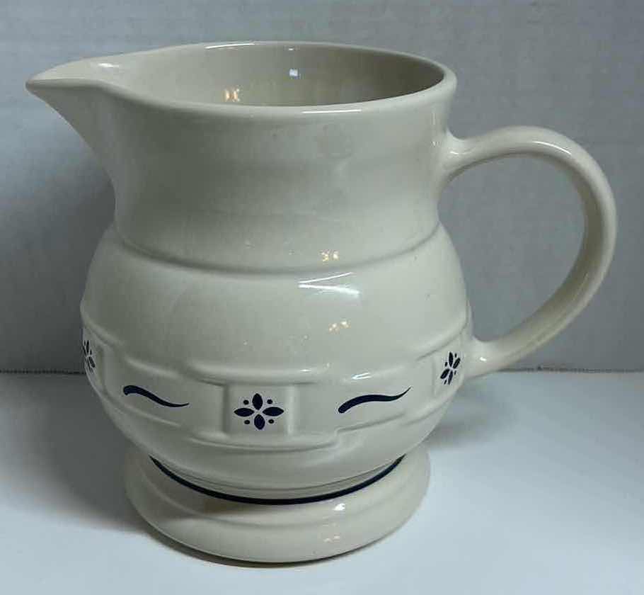 Photo 1 of LONGABERGER POTTERY WOVEN TRADITIONS CLASSIC BLUE 64 OZ PITCHER H7”