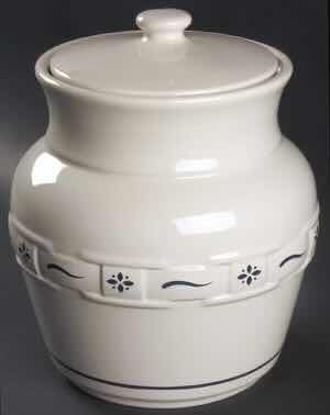 View 1 of LONGABERGER POTTERY WOVEN TRADITIONS CLASSIC BLUE EXTRA LARGE CANISTER & LID H10”