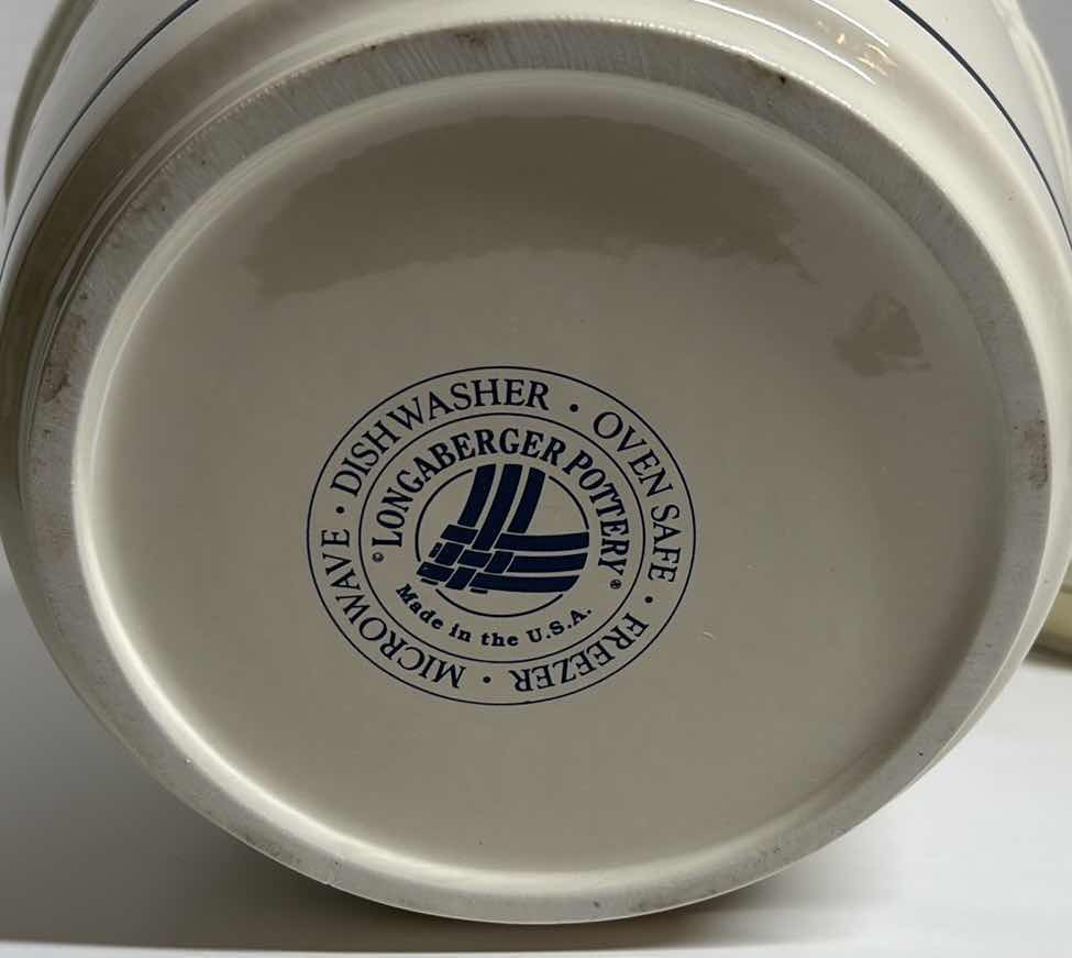 View 4 of LONGABERGER POTTERY WOVEN TRADITIONS CLASSIC BLUE EXTRA LARGE CANISTER & LID H10”