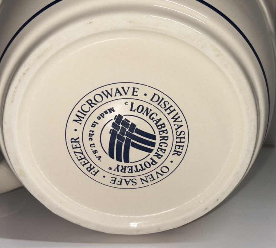 Photo 1 of LONGABERGER POTTERY WOVEN TRADITIONS CLASSIC BLUE BATTER BOWL 9.25” X 5.5”