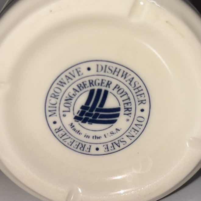 Photo 1 of LONGABERGER POTTERY WOVEN TRADITIONS CLASSIC BLUE CONDIMENT JAR & LID 3” X 4”