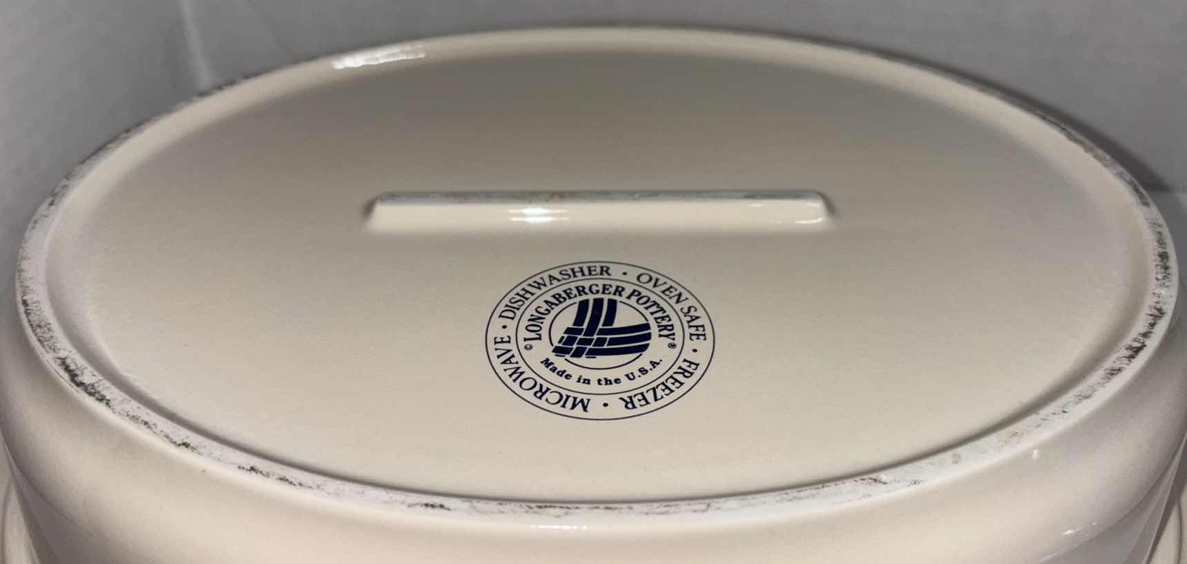 Photo 1 of LONGABERGER POTTERY WOVEN TRADITIONS CLASSIC BLUE 3 QUART OVAL COVERED CASSEROLE DISH 14” X 6”