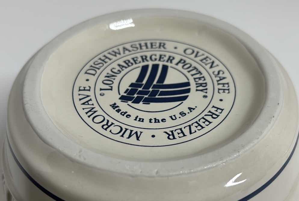 Photo 1 of LONGABERGER POTTERY WOVEN TRADITIONS CLASSIC BLUE BUTTER TUB & LID 5.75” X 4.25”