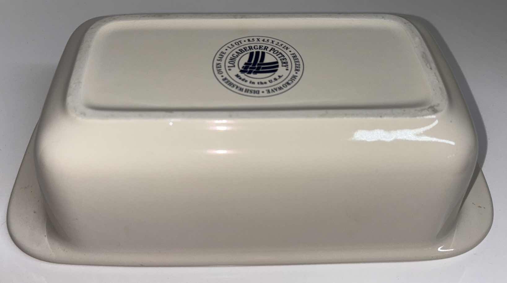 Photo 1 of LONGABERGER POTTERY WOVEN TRADITIONS CLASSIC BLUE 1.5 QT MINI LOAF PAN 4.5” X 8.5” H2.5”