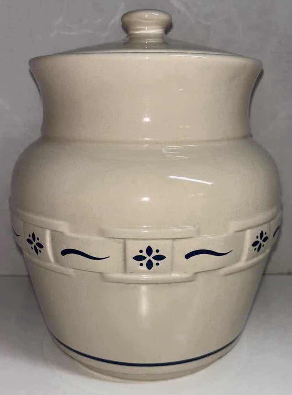 Photo 1 of LONGABERGER POTTERY WOVEN TRADITIONS CLASSIC BLUE LARGE CANISTER & LID H9.5”