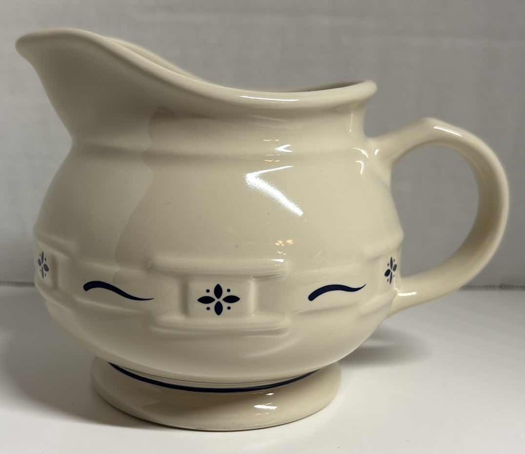 View 2 of LONGABERGER POTTERY WOVEN TRADITIONS CLASSIC BLUE 20 OZ PITCHER H4.75”