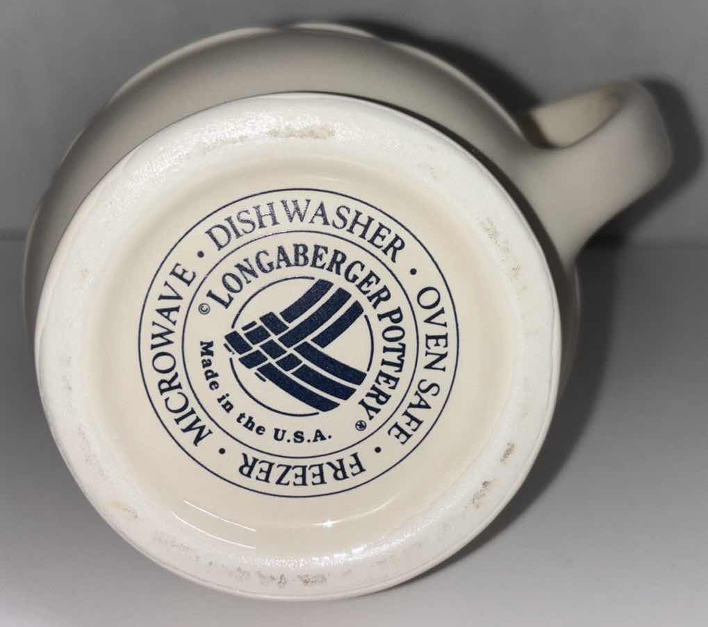 Photo 1 of LONGABERGER POTTERY WOVEN TRADITIONS CLASSIC BLUE CREAMER H4”