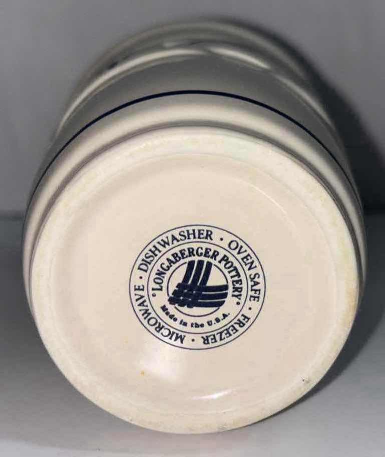 Photo 1 of LONGABERGER POTTERY WOVEN TRADITIONS CLASSIC BLUE LOTION DISPENSER H7”