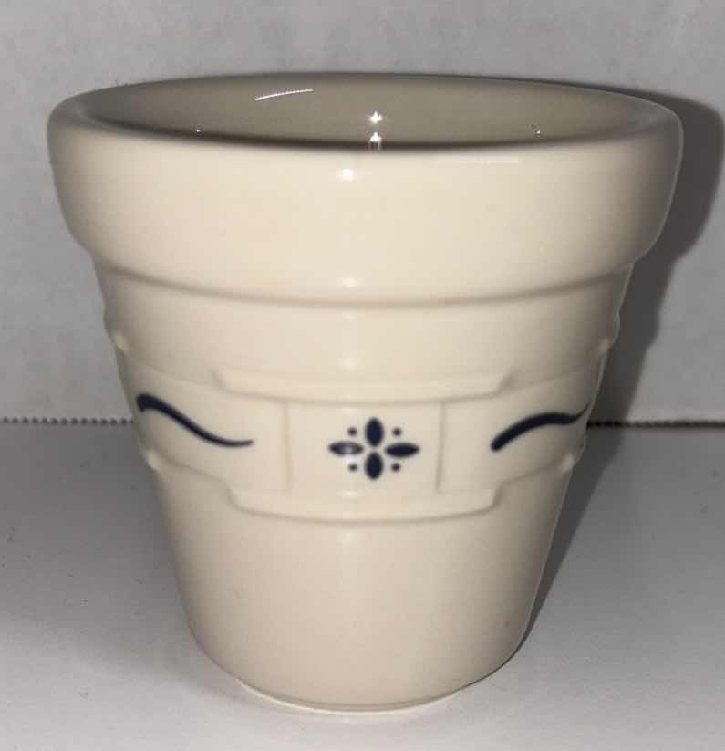 Photo 1 of LONGABERGER POTTERY WOVEN TRADITIONS CLASSIC BLUE 3” FLOWER POT & UNDERPLATE