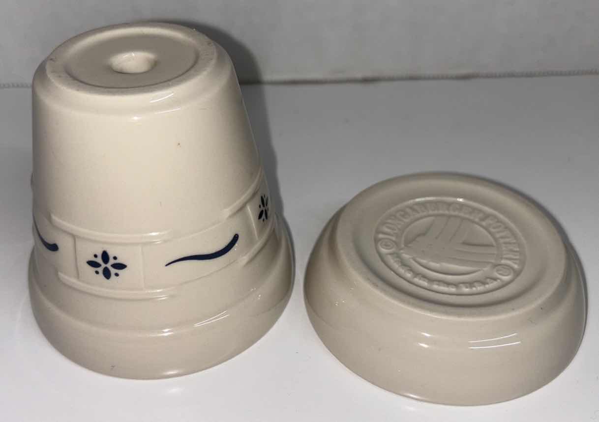 Photo 1 of LONGABERGER POTTERY WOVEN TRADITIONS CLASSIC BLUE 3” FLOWER POT & UNDERPLATE
