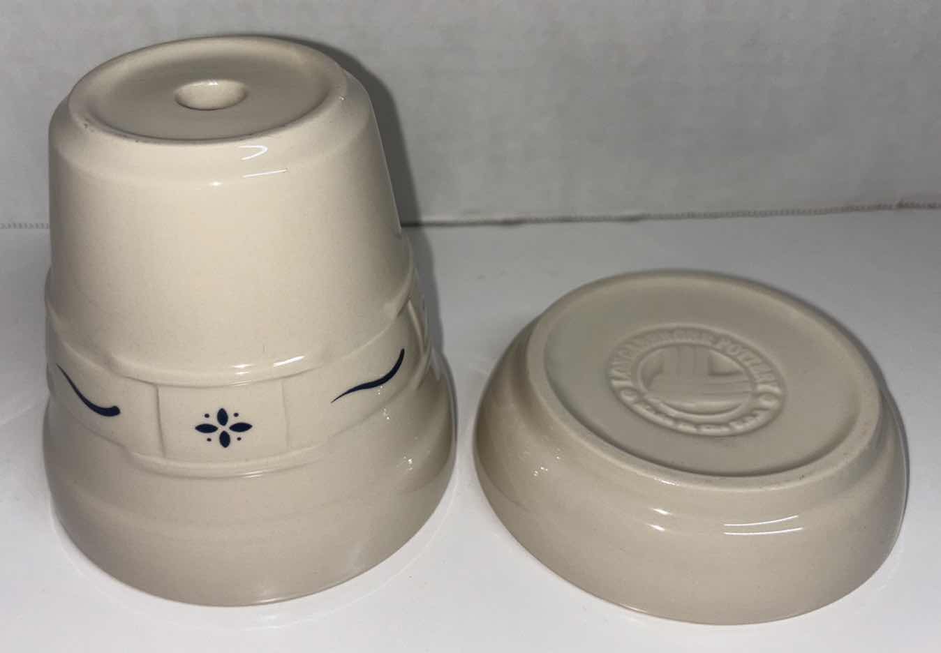 Photo 1 of LONGABERGER POTTERY WOVEN TRADITIONS CLASSIC BLUE 4” FLOWER POT & UNDERPLATE