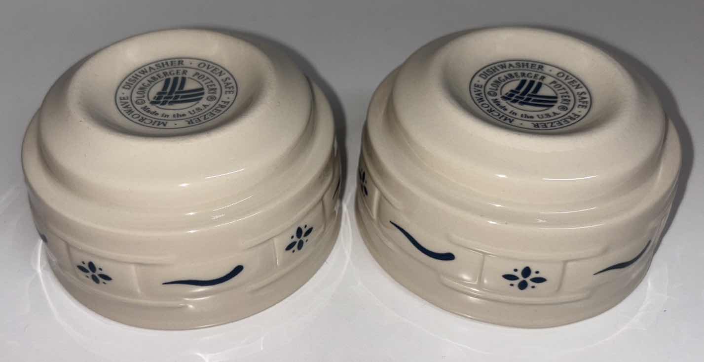 Photo 1 of LONGABERGER POTTERY WOVEN TRADITIONS CLASSIC BLUE CUSTARD CUP/DIP SET OF 2 3.5” X 2”