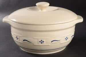 Photo 1 of LONGABERGER POTTERY WOVEN TRADITIONS CLASSIC BLUE 4 QUART ROUND COVERED CASSEROLE 11” X 6”