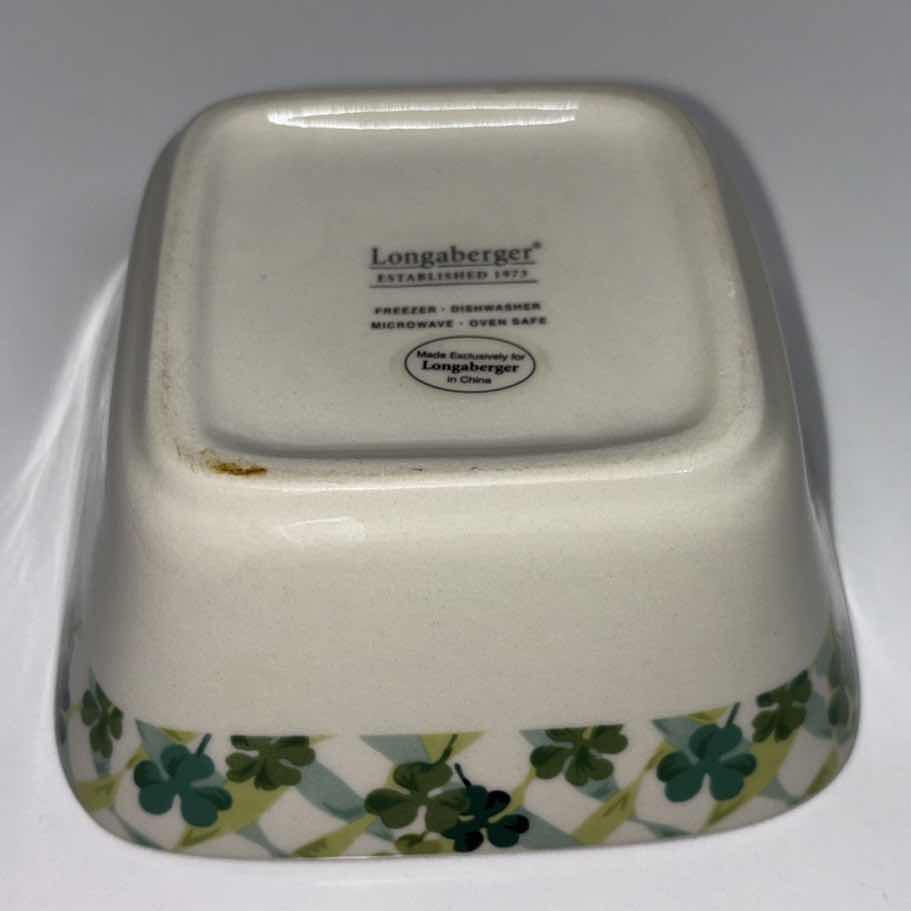 Photo 1 of LONGABERGER POTTERY SHAMROCK LUCKY TWIST 5” SQUARE DISH