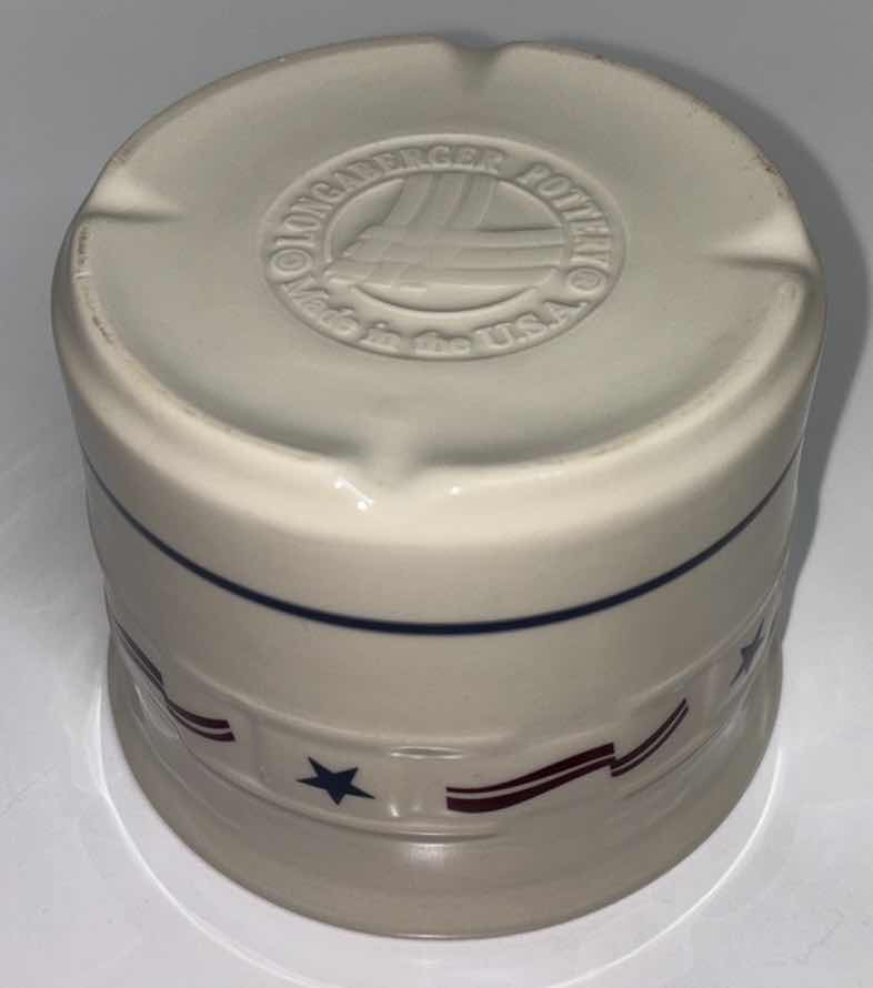 Photo 1 of LONGABERGER ALL AMERICAN 1 PINT CROCK W LID 4.5” X 4.5”