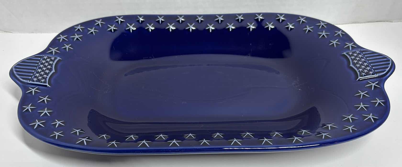 Photo 1 of LONGABERGER POTTERY PROUDLY AMERICAN COLLECTION 15” RECTANGULAR TRAY 8.75” X 15.75”