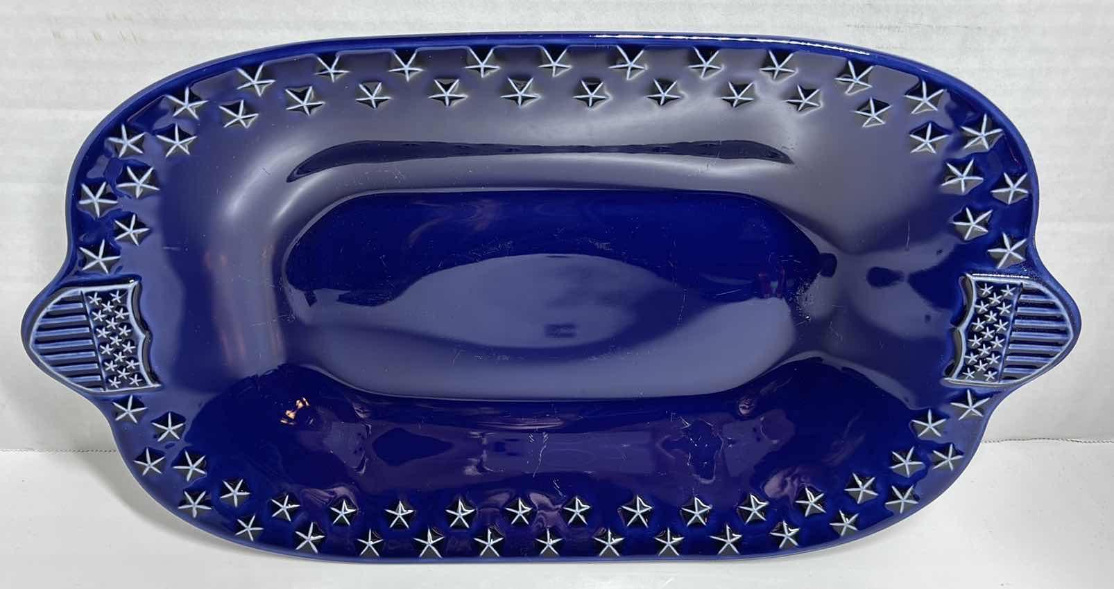 Photo 1 of LONGABERGER POTTERY PROUDLY AMERICAN COLLECTION 15” RECTANGULAR TRAY 8.75” X 15.75”