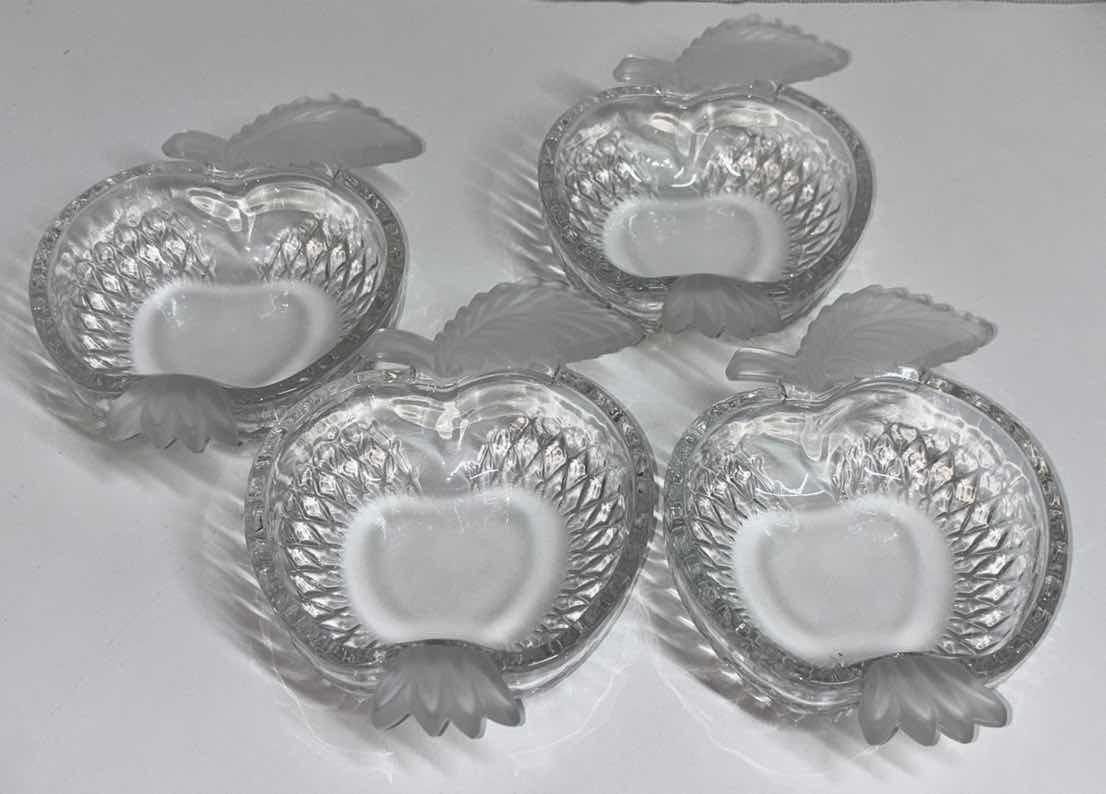 Photo 1 of 4 PC STUDIO NOVA CRYSTAL APPLE DELIGHT 6.5” DISH W FROSTED LEAVES