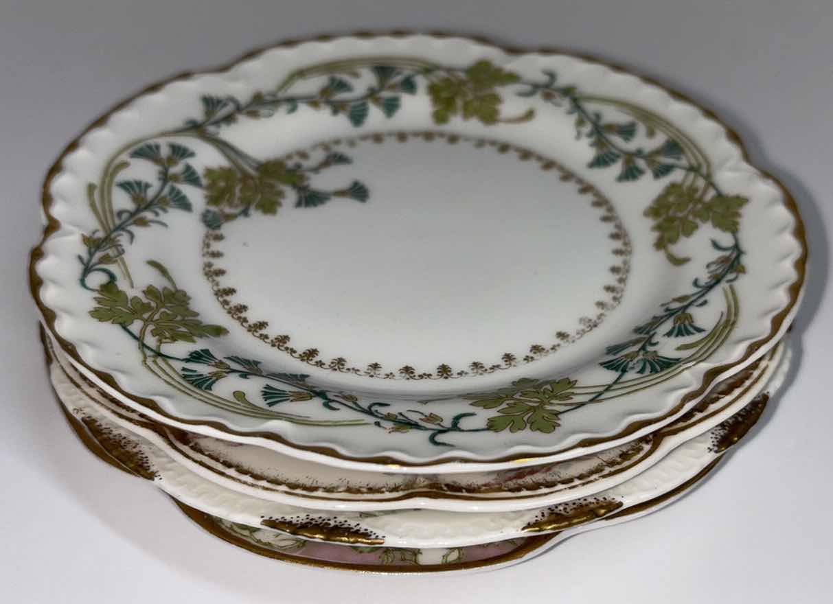 Photo 1 of 4 PC ASSORTED HAVILAND & CO. FRANCE 6.25” GOLD RIMMED SAUCER PLATES