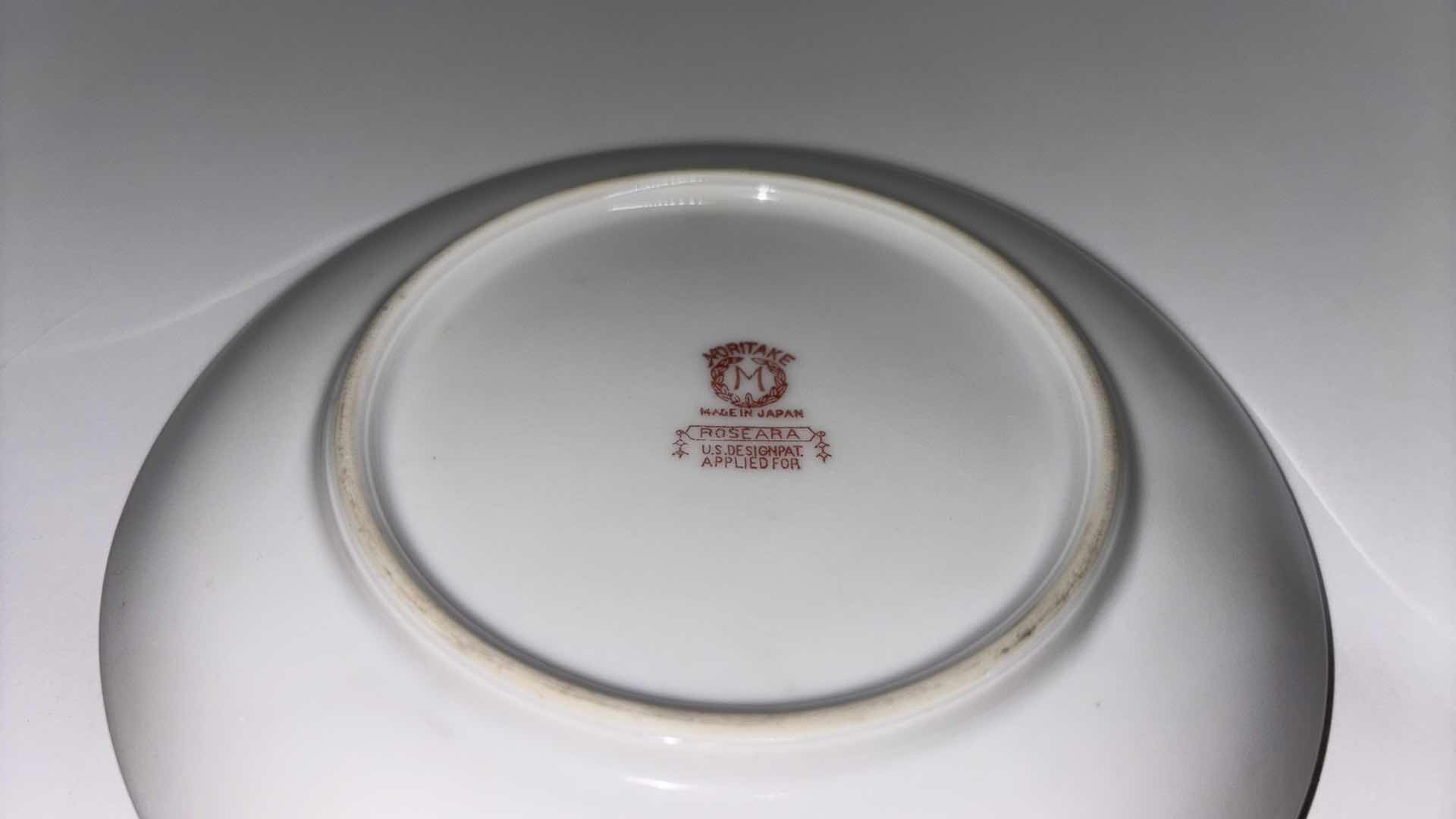 Photo 1 of ANTIQUE NORITAKE JAPAN ROSEARA 5.75” HANDLED SAUCER PLATE, RED MARKED (CIRCA 1920)
