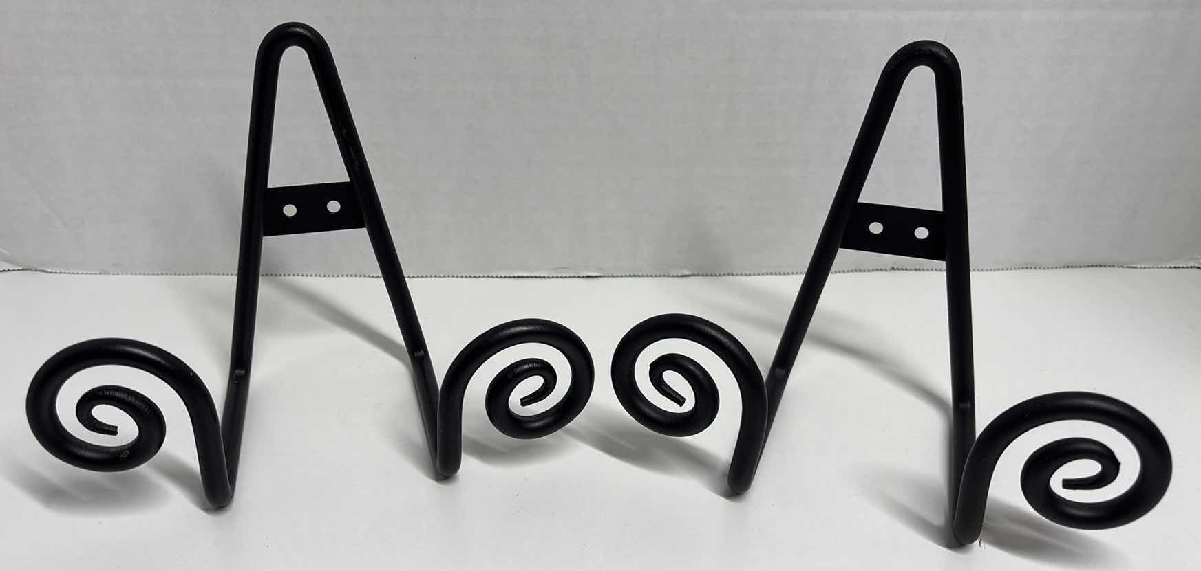 Photo 1 of CERAMIC 10” X 10” ROOSTER PLATES WITH WROUGHT IRON STANDS (2)