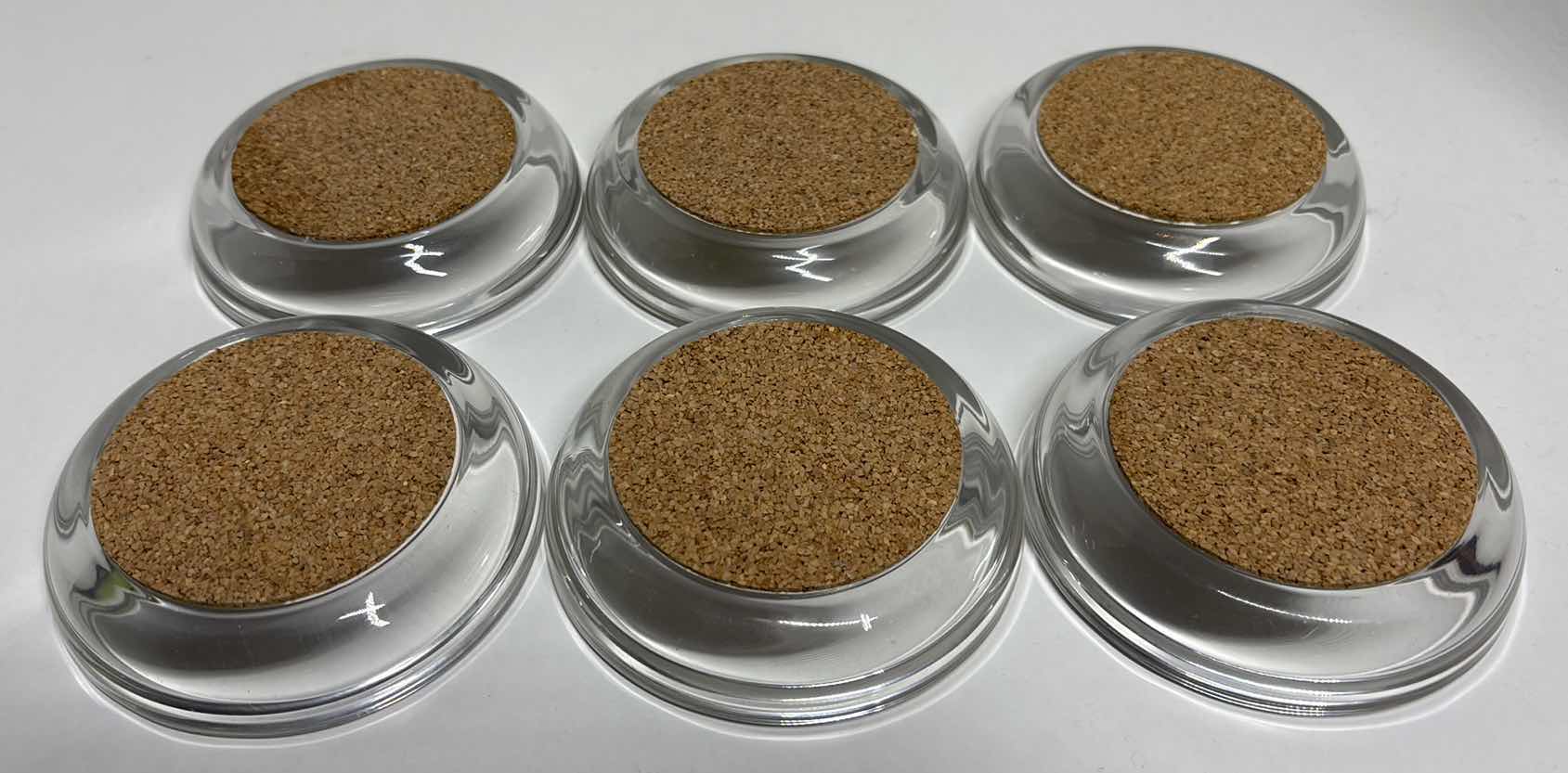 Photo 3 of CLAY COMPANY GLASS OLIVE OIL DIPPING BOWLS W CORK BACKING, SET OF 6 (3.75” X 1”)