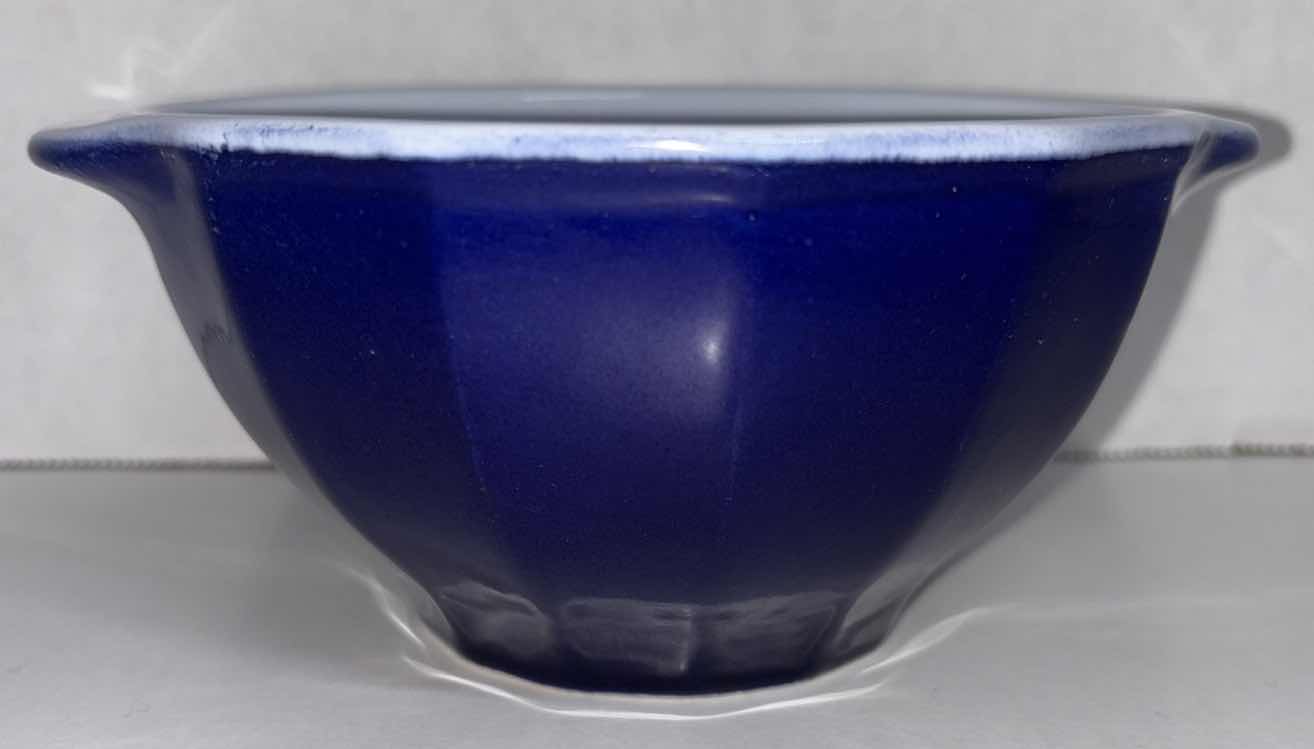 View 2 of EMILE HENRY COBALT BLUE/WHITE STONEWARE BOWL W TAB HANDLES SET OF 3 (5.25” X 2.75”)