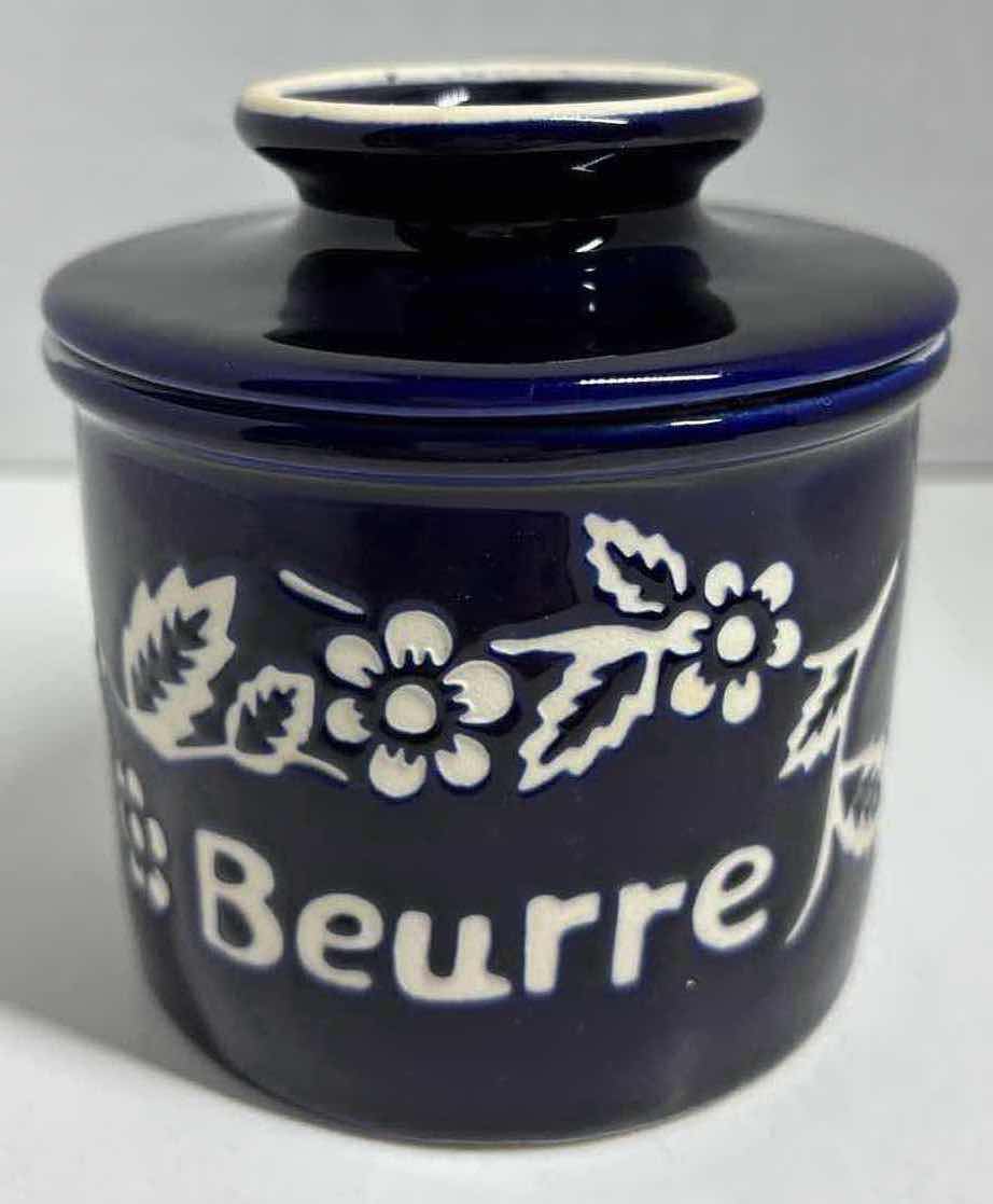 Photo 1 of BUTTER BELL THE ORIGINAL BUTTER BELL CROCK BY L. TREMAIN, FLEUR DE PROVENCE COLLECTION IN COBALT BLUE 3.25” X 4”